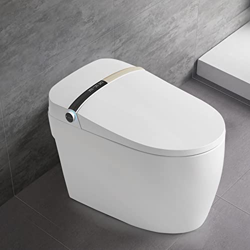 Smart Bidet Toilet, One Piece Intelligent Elongated Toilet with Remote Control-Warm Water Sprayer & Dryer, Auto Flushing, One Piece Toilet for Bathrooms Smart Bidet Toilet, One Piece Intelligent Elongated Toilet with Remote Control-Warm Water Sprayer & Dryer, Auto Flushing, One Piece Toilet for Bathrooms