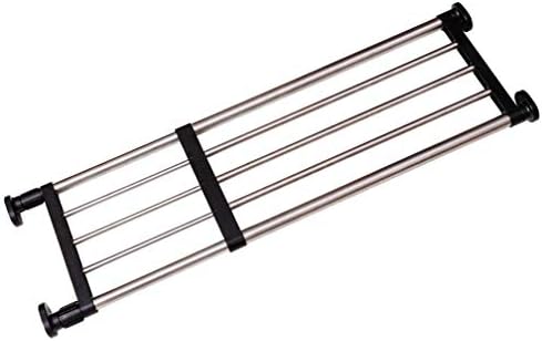 Hershii Expandable Closet Tension Shelf Rod Adjustable Metal Storage Rack Cabinet Organizer DIY Divider Separator Shelves for Wardrobe Cupboard Kitchen Bathroom, Black, 15.75-23.62inches