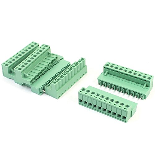 Aexit 5Pcs 5.08mm Audio & Video Accessories Pitch 10-Pin PCB Mount Green Screw Terminal Block Connectors & Adapters 300V 16A