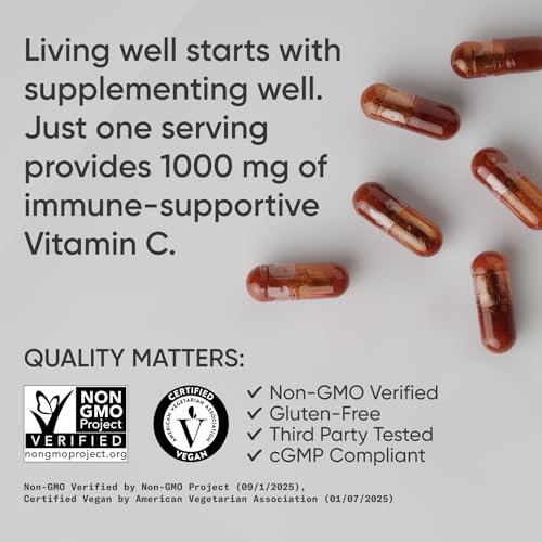Sports Research® Liposomal Vitamin C 1000mg, 180 Liquid Capsules | Antioxidant Activity & Immune Support - Enhanced Absorption - Non-GMO Verified & Gl