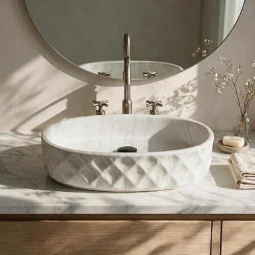 Image of Backline 20x13x5.5 Inches Table Top Wash basin Matt White | Basin for Bathroom | Countertop Bathroom Basin For Restaurant /Dining Hall /Living Room (White Matt)