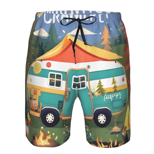 Happy Camper Men Mens Shorts Casual Waist Drawstring Summer Beach Workout Shorts with 3 Pockets4