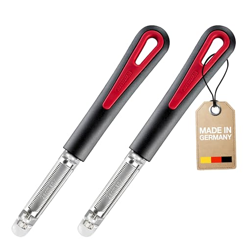 Westmark 2x Eplucheur de Tomates et de Kiwis avec Lame dentelée, Lame en Acier inoxydable/plastique, Tomfix Gallant, Noir/Rouge, 294622E3