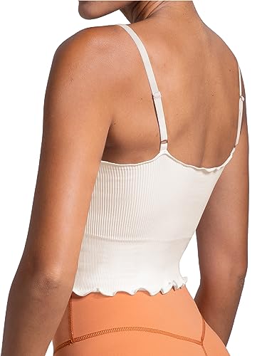 Image of Sunzel Tank Top for Women, V Neck Seamless Ribbed Crop Camisole with Ruffles