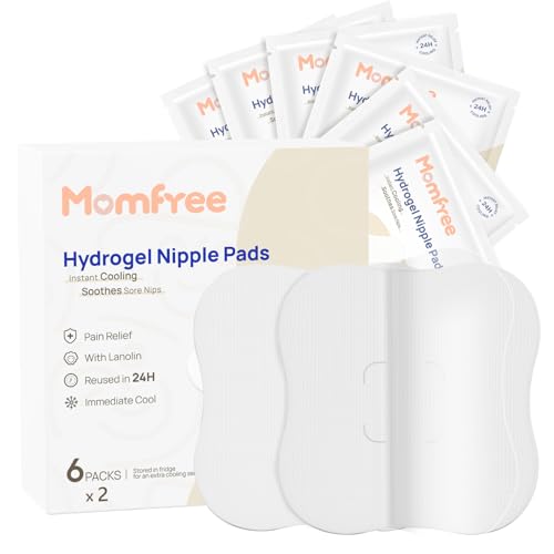 Image of Hydrogel Nipple Gel Pads for Breastfeeding: Soothing Nursing Pads Reusable Instant Cooling Relief | Promotes Healing Irritated Nipples - 6 Packs(12 Count)