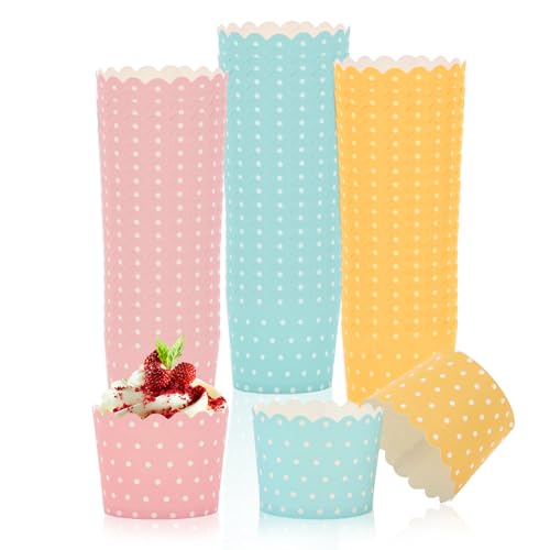 150 Stück Muffinförmchen Papier Cupcake Förmchen Mini Muffins Papierförmchen Cupcake für Backtage Geburtstage Hochzeiten Feiertage Halloween Weihnachten-Pink,Blau,Gelb
