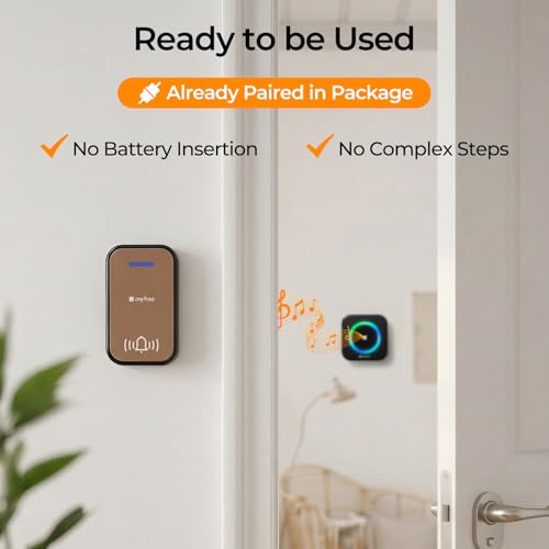 Wireless Doorbell, Waterproof Door Bell with 600ft Range, 63 Adjustable Chimes, 5 Volume Level Modes from Infant Sleep t - Additional View
