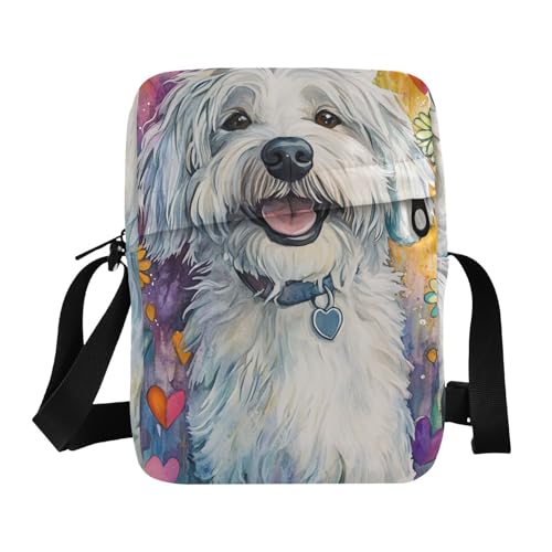 KLL Colorful Illustration Dogs small messenger bag for men Vegan Leather Shoulder Bag Travel Woman Shoulder Handbags