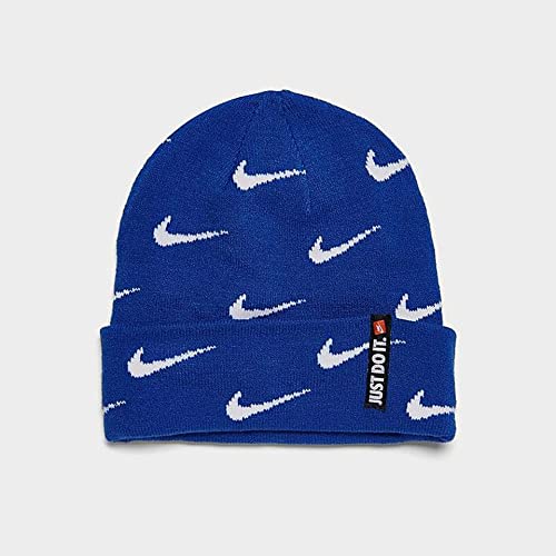 Image of Nike Boys' (8-20) Knit Beanie Cap and Gloves Set (Game Royal /White)