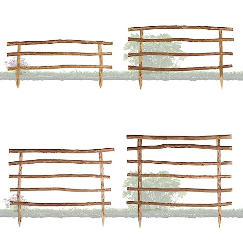 BooGardi Lattenzaun Bausatz mit Pfosten · Höhe 60cm x Breite 80cm · 4 Höhen / 10 Breiten · Gartenzaun · Holzzaun aus Haselnuss · rustikales Zaunelement