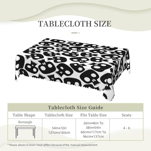 Nappe rectangle lavable tête de mort halloween fête repas salle à manger