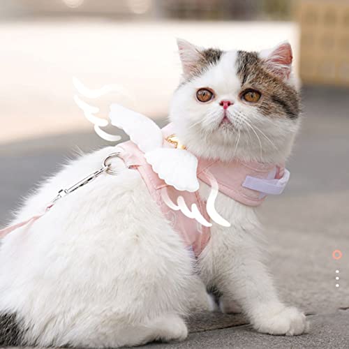 Trela ​​de Arnês de Gato Ajustável, à Prova de Ruptura, Leve, Respirável, Asas de Anjo, Arnês de Col