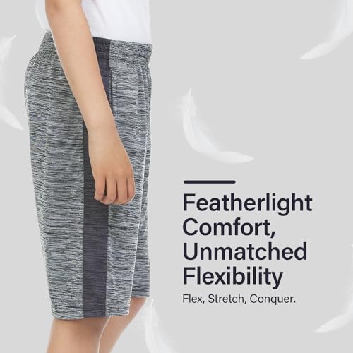 essential elements boys 5-pack active athletic performance basketball shorts with pockets