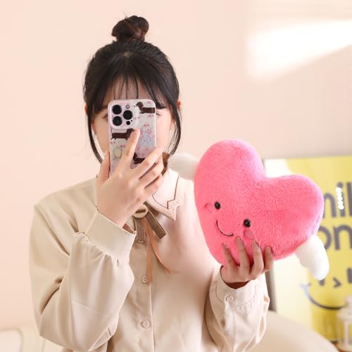 Finebee Pink Heart Plush Toy Cute Heart Stuffed Animal Soft Pillow Plushies Kawaii Heart Shape Plushie Valentine's Day Gifts Birthday for Kids Lover Decor 8 inch - Image 7