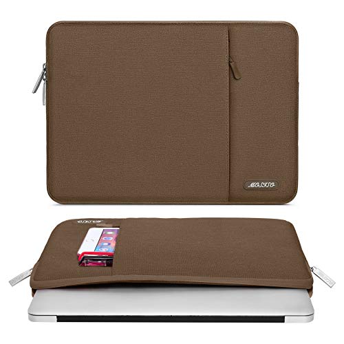 Image of MOSISO Laptop Case 13.3 inch, 13-13.3 inch Laptop Sleeve Compatible with MacBook Air /Pro 13 /Pro 14 M5 M4 M3 M2 M1, HP Dell ASUS Lenovo,Polyester Vertical Computer Sleeve Bag with Pocket, Light Brown