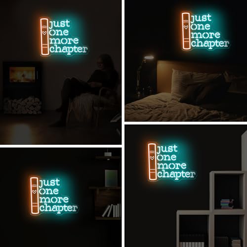 Image of Just One More Chapter Neon Sign, Book Lover Gift, Book Room Decor, Custom Neon Sign, Gifts for Bookworms, Bookish Reader Sign, Book Wall Art, 16.5 inchx13 inch