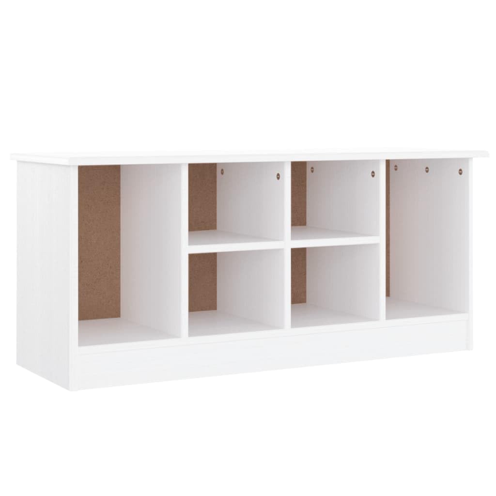 Ławka na buty z litego drewna sosnowego biała 100x35x45 cm z miejscem do