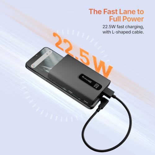 Image of LAVA PROWATT Air 10000mAh Compact Power Bank, 22.5W Fast Charging with Anti Heating Technology and Scratch Proof Design, Triple Output Ports, Supports - iPhone and Android Devices (Thunder Black)