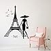 Adesivo murale romantico Torre Eiffel Adesivo murale arte creativa Adesivo in vinile 62X84 cm
