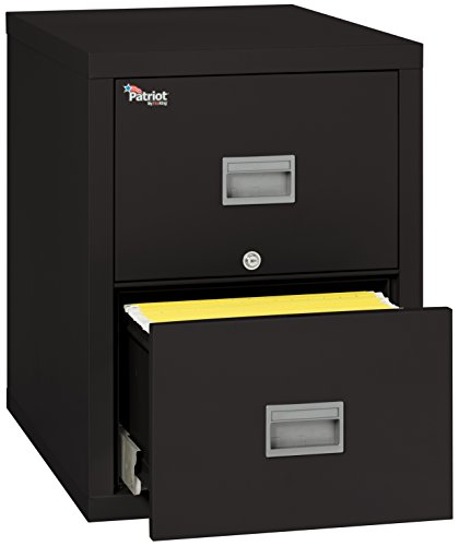 Fireking Patriot 2P1831-Cbl One-Hour Fireproof Vertical Filing Cabinet, 2 Drawers, Deep Letter, 18" W X 31" D, Black, Made In Usa #TOP2