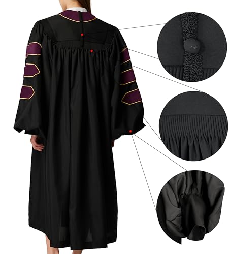 Image of MyGradDay Unisex Deluxe Graduation Doctorate Robe with Gold Piping Available for Customization