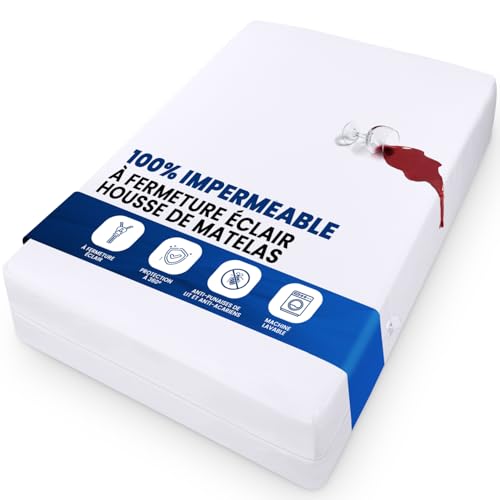 Utopia Bedding Housse de Matelas Imperméable (140 x 200 x 20 cm), Protege Matelas avec Fermeture éclair, Protège Contre Les Punaises de lit et Les Acariens,...