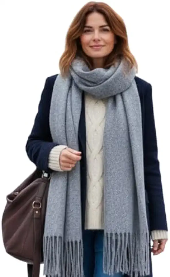 Cachecol Com Franja Feminino Sofisticado Macio Quentinho Echarpe Lenço Para o Frio Inverno