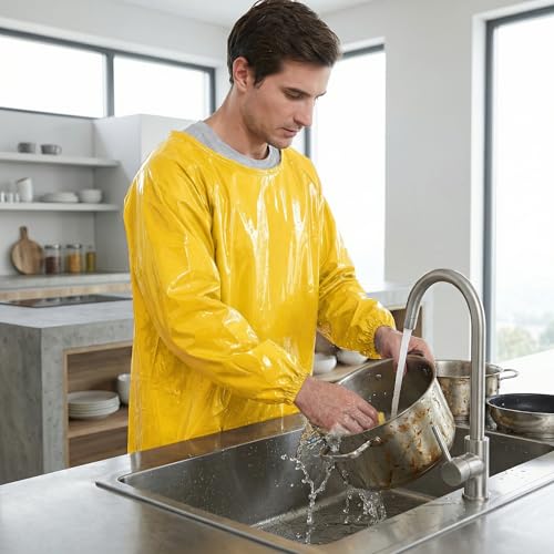 Nanxson Waterproof TPU Apron Long Sleeves Overalls Work Apron for Dishwashing Chemical Work Cleaning Dog Grooming - Thumbnail 5