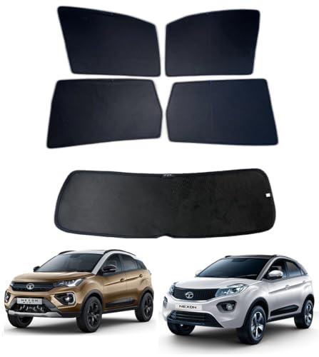 Image of Premium Car Sunshade Fix Type Non-Magnetic Curtain with Rear Dicky Curtain Set of 5pc for Nexon 2016-2022
