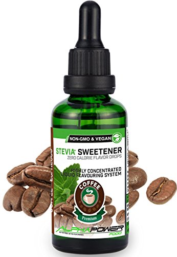 ALPHA POWER FOOD®: Stevia líquida natural - Stevia Gotas de café, Edulcorante natural, sustituto del azúcar con sabor - sin azúcar & calorías Cover