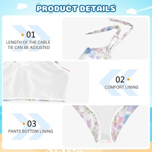 KLL Colourful Small Liberty Blooming Girls 2 Piece Bikini Set Beach Swimsuit Swimming Suits Adjustable Shoulder Strap4