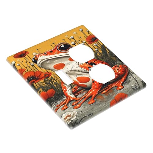 Decorative Outlet Covers Big Orange Frog Red Floral Wildflower 2 Gang Wall Plate Cover Single Toggle Duplex Combo Two Switch Light Switch Cover Plate Jumbo Faceplate