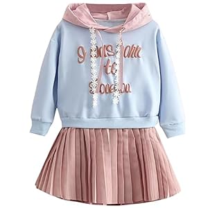 Girls’ Dress, Long Sleeve, 100% Cotton, Children’s Clothes, Pleated, Casual, Everyday Wear, Cute, Popular, Splice Gift, Autumn/Winter, US Kids Size 3-4, 5-6, 7-8, 9-10, 11-12 (100, 110, 120, 130, 140 cm)