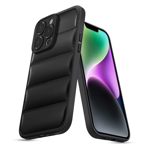 KARWAN® Puffer Edition Silicone Case Cover for iPhone 13 Pro | Scratch Resistance Mobile Cover, Camera Protection Case Compatible with Black- Best and cheap mobile covers in India