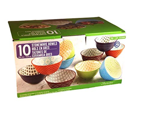 Stoneware Bowls by Signature - Stackable Bowls w/Durable Stoneware & Speckled Glaze Finishâ€“Microwave & Dishwasher Safeâ€“Great for Soups, Chili, Stews, Rice, Ice Cream, Snack, or Fruit, 10oz (Set of 10)