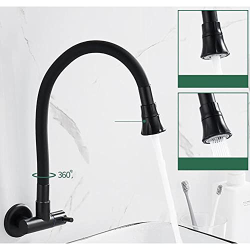 Robinet de cuisine mural rigide noir mat eau froide robuste