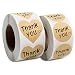 Thank You Stickers Roll 1000pcs Adhesive Labels Kraft Paper with Black Hearts, Decorative Sealing Stickers for Christmas Gifts, Wedding, Party