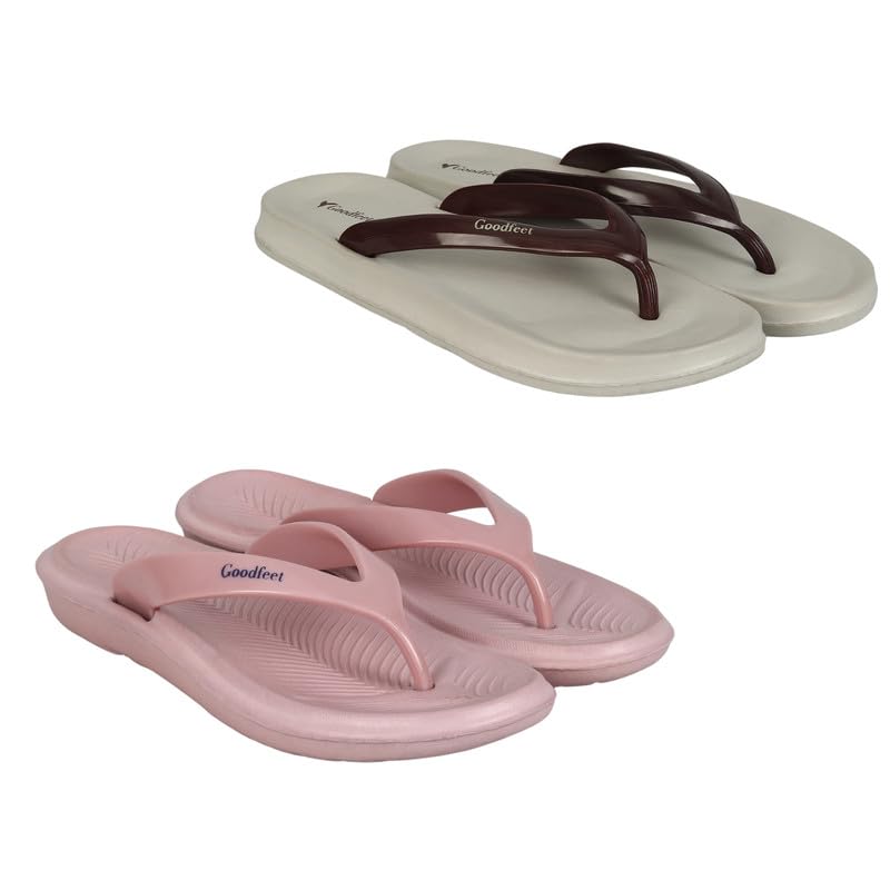 Women's Slippers | Combo Pack of 2 |Stylish & Comfortable Slippers for Women | EVA Sole Material | Slip Resistant | Durable & Lightweight Chappal for Daily Use (GF-801-Beige/GF-901-Pink)-picture-31