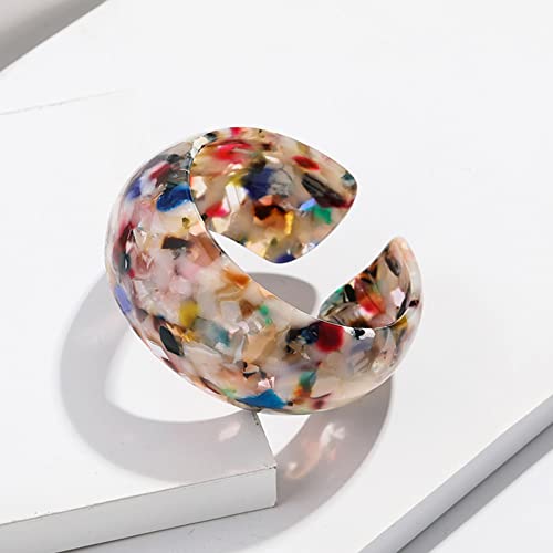 Colorful Lightweight Chunky Thick Acrylic Leopard Print Wrap Bracelets Vintage Acetic Acid Tortoise Shell Wide Open Resin Cuff Bangle Jewelry for Women Teens3