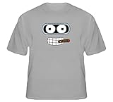 Bender Hilarious Funny Cartoon T Shirt L Sport Grey