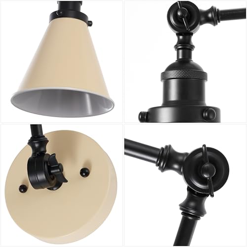 Image of JONATHAN Y Rover 1-Light Wall Sconce 7 inch, Almond /Black, Set of 2
