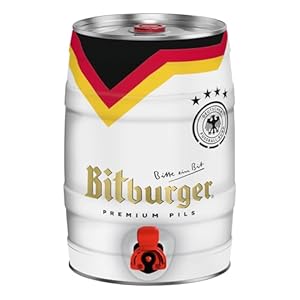 BITBURGER® Premium Pils | Partyfass mit Zapfhahn (1x 5l) | Hopfenbetonter Pilsgenuss | Aus Besten Hopfensorten | Nach Deutschem Reinheitsgebot Gebraut