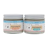 Kids All Natural Fluoride Free Toothpaste – SLS Free Toothpaste with Xylitol, Vegan Gluten Free, Glass Jar Zero Waste Teeth Paste (Mint & Orange, 2-Pack)