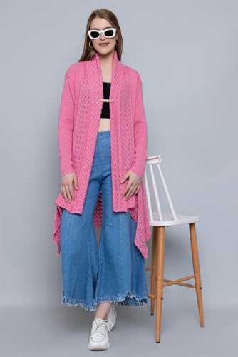 Image of Wear lusso Women's Woolen V-Neck Open Front Shrug Cardigan | Long Sleeve Winter Sweater for Girls & Ladies | Stylish Warm Outerwear in Trendy Colors