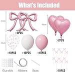 Pink Bow Birthday Party Decorations Kit with Bows Happy Birthday Balloon Banner, Pastel Pink Fringe Backdrop, Heart Balloons and Cake Toppers – Coquette Decor for Girls & Women - Image 2