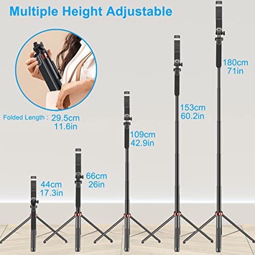 Image of FKU 71-inch Selfie Stick with Tripod Stand 360 Degree, Rechargeable Bluetooth Remote with Balance Handle, with1 /4 Screw (P185 Longest Selfie Stick)