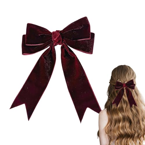 Lazos para el pelo de terciopelo con clips estéticos para mujeres y niñas 7