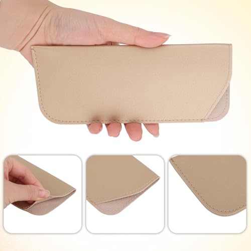 Image of SAVITA Soft Leather Glasses Cases, 4 Pcs Slim Reading Eyeglasses Case Glasses Case Sunglasses Pouch Safety for Women Men,