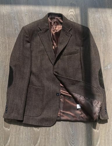 ONAXTDA Mens Striped Blazer Jacket with Elbow Patch Single Breasted Notch Lapel Sport Coat for Business Wedding3