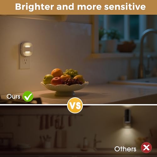 Image of L LOHAS LED Night Lights Plug into Wall,Dusk to Dawn Sensor Night Light | Dimmable Nightlight for Bathroom Night Light, Hallway, Kitchen, 3000K Soft White, 4 Pack